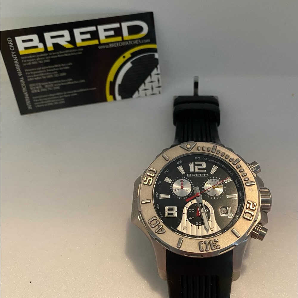 Breed Black and Silver Chronograph Watch
